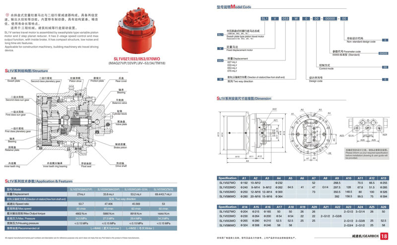 SL1V系列液壓行星減速機參數(shù)圖紙