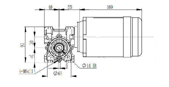 邁傳NMRV030+0.12KW蝸輪蝸桿減速機(jī)安裝尺寸圖紙